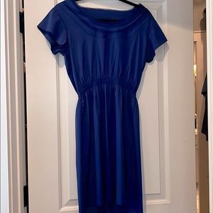 Royal blue cinch waist short sleeve dress